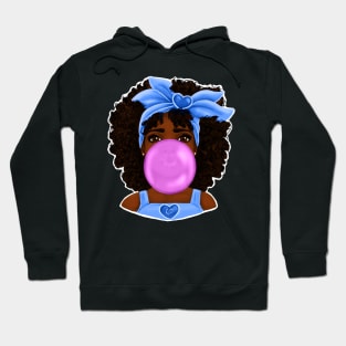 Blue Bubble Gum | Pretty Black Girl Art Design Hoodie